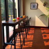 美式铁艺咖啡厅家用酒吧台实木靠墙吧桌窗边高脚吧台桌椅组合吧椅