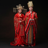 中式汉式结婚礼服新郎新娘唐装汉服皇帝贵妃古装摄影演出服装男女