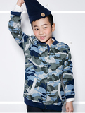2015秋款韩国外贸原单男童迷彩图案长袖纯棉毛圈拉链开衫卫衣外套