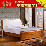 地中海全实木床白色1.8米1.5米欧式橡木双人床中式高箱储物单人床