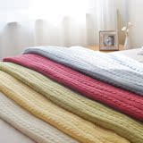 Y＆L日系j简约秋冬季加厚双层针织毛毯子车用家用纯色珊瑚绒毯