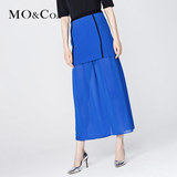 MO&Co.夏季女装拼接透视感开衩双层半身裙长裙M132SKT180 moco