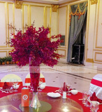 婚礼鲜花主桌花  进口洋兰桌花实拍  红色主题婚礼布置 小磊花艺