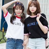 T恤女春夏字母印花短袖体恤宽松半袖上衣服韩版学生闺蜜姐妹装潮