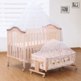 特价 婴儿床带摇篮四方蚊帐环保实木床宝宝儿童床无漆好孩子必备