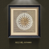 2015卡农新款客厅书房美式欧式法式复古装饰画卡纸画地球仪指南针