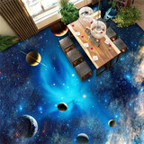 3d立体浴室卫生间地板砖 3d客厅卧室背景瓷砖 宇宙星空星球地板砖