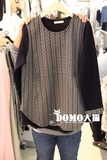 韩国代购东大门进口哺乳装加厚宽松拼接麻花编织孕妇喂奶卫衣t恤