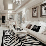 定制手工茶几地毯长方形满铺客厅卧室家用地毯黑白色虎皮豹纹动物