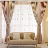 加厚拼接棉麻窗帘简约现代丝绒麻布料纯色卧室客厅成品全遮光定制