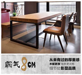 正品实木餐桌椅组合 复古简约美式铁艺家用书桌 宜家办公桌工作台