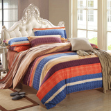 秋冬季纯棉简约四件套条纹床上用品1.8m1.5全棉2.0床单被套男士潮