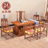 红木家具 花梨木茶桌椅组合 红木茶桌实木仿古战国茶台 功夫茶几