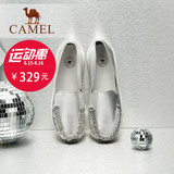 Camel骆驼女鞋 舒适休闲 春款圆头金属牛皮低跟女单鞋