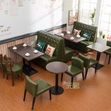 咖啡厅西餐厅卡座沙发复古甜品奶茶店圆桌椅组合洽谈餐厅靠墙卡座