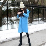 2015秋冬女装系带廓形连帽双面羊绒茧型大衣宽松中长款羊毛呢外套