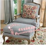 出口美式单人沙发 实木高档布艺沙发 客厅躺椅沙发椅休闲椅编藤椅