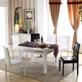 客厅现代简约钢化玻璃餐桌 小户型拉伸折叠圆餐桌椅组合伸缩餐台