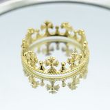 韩国正品代购进口纯14K黄金戒指女 环形十字架女王皇冠戒指女