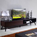 北欧实木电视柜茶几组合 现代宜家原木储物 小户型黑胡桃木电视机