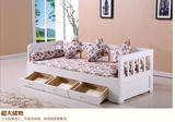 实木沙发床 小户客厅书房折叠推拉床1.8 1.5米中式松木储物两用床