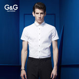 G&G 2016春夏新款短袖衬衫男时尚印花男士衬衣修身免烫商务休闲棉