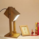 简约现代北欧宜家实木制床头灯卧室书房装饰灯具原木质台灯创意