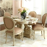 美式实木做旧异形花型餐桌欧式圆餐桌 设计师创意餐厅法式餐桌椅