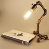 复古工业爱迪生灯泡书房酒吧咖啡厅个性创意铁艺水管台灯