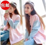 2016韩版女春季外套学院风拼色立领长袖加厚棒球服女卫衣加绒褂子