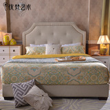 优梵艺术瑞薇简约现代布艺双人大床1.5米1.8软包靠背婚床卧室家具