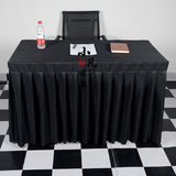 黑色会议台裙办公桌罩耐脏签到台台套自助餐加厚深色桌裙酒店桌布