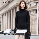 Amii冬装新款 羊绒毛衣 羊绒衫艾米女装修身山羊绒高领套头毛衣