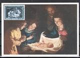 梵蒂冈1961年杰拉德绘画《圣家属和二个祈祷的天使》邮票极限片