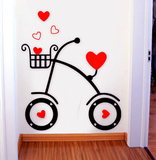 爱心车水晶亚克力立体墙贴结婚浪漫爱情自行车客厅沙发背景墙装饰