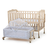 童舒乐婴儿床全实木带独立摇篮大尺寸宝宝童床可侧翻加长变书桌