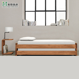 实木沙发床简易床单人床可折叠双人床组合两用简约床原木北欧创意