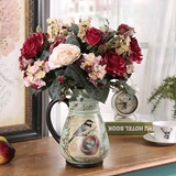 橡树庄园 美式乡村玫瑰花艺假花套装 德琳丝家居客厅花瓶仿真花