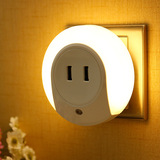 光控插电led小夜灯带开关插座USB节能充电婴儿喂奶床头灯卧室台灯