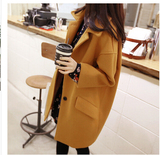 新款2015韩版时尚女装修身长袖毛呢外套呢子大衣秋冬装蘑菇街