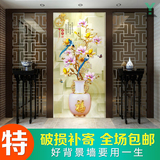 3D立体玄关瓷砖背景墙中式玉雕 餐厅走廊过道装饰画 家和富贵花瓶