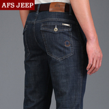 AFS JEEP春季款超高弹力 男士牛仔裤修身直筒弹性休闲大码长裤子