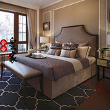 新中式实木双人床现代简约布艺美式床酒店会所样板房卧室家具定制