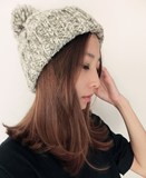 韩国混色毛线帽加厚保暖冬季帽子女韩版潮冬天男女彩色带球针织帽