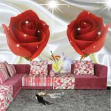 大型无缝壁画客厅电视背景卧室沙发婚房墙纸壁纸唯美红色玫瑰花卉