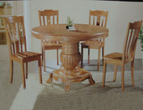 广东现代中式高档实木餐桌椅组合圆形大型气派餐桌（1+6）
