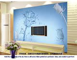 温馨浪漫蓝玫瑰3D无缝大型壁画电视背景墙画墙纸壁纸客厅卧室墙布