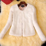 2016春秋新款短款仿皮草獭兔毛长袖女士外套百搭加厚披肩宴会礼服