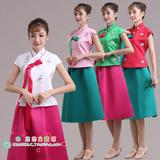 韩服女传统夏短袖改良朝鲜族服装古装演出服民族舞蹈演出服装韩国