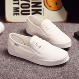 2016白色帆布鞋女夏季韩版潮板鞋套脚懒人鞋平底布鞋休闲鞋小白鞋